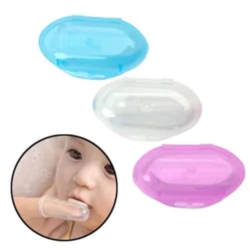 Fulljion Chăm Sóc Nha Khoa Bàn Chải Đánh Răng Cho Bé Trẻ Em Silicone Ngón Tay Bàn Chải Massage Rõ Ràng Mềm Miếng Dán Có Hộp Cho Trẻ Sơ Sinh Bé Trai Bé Gái Răng