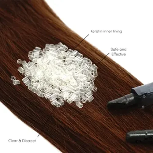 Selvklebende krympeslange Micro Links Sorte krympeslange Hår MicroBeads Klare selvklebende Shrinkies Limforede rør100-200 stk.