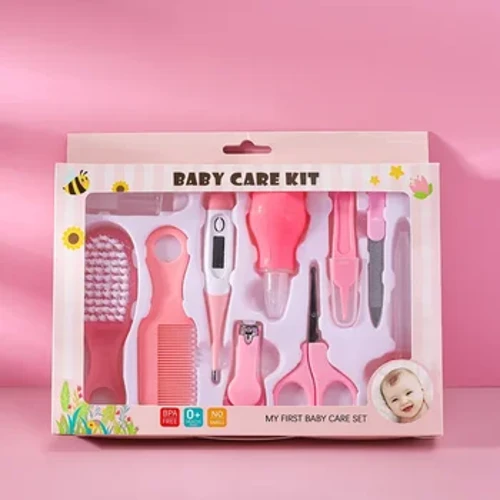 10 parçalı Set Bebek Bakım Seti Bebek Tırnak Makası Termometre Diş Fırçası Bakım Aletleri Tarak ve Fırça
