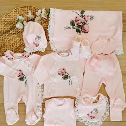 Baby Girl Natural Lux Cross-stitch Hospital Outlet Newborn Bay Soap Spodná bielizeň Set 0-3 mesiace