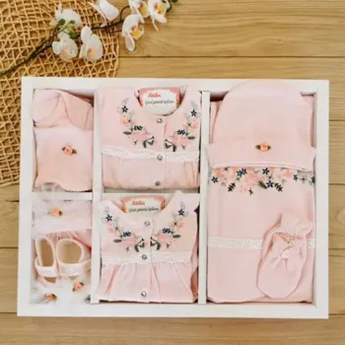 Meedchen Baby Natural Lux Kanaviçeli Spidol Ausgang Defne Seef Neigebueren Set 10 Stéck 100 Koteng Tierkesch Qualitéit Mat
