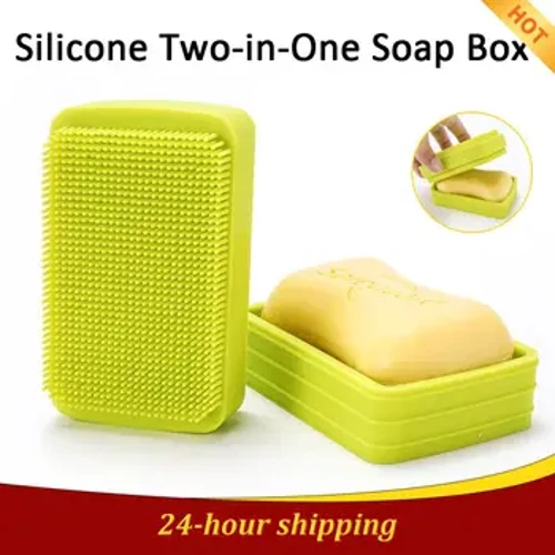 Táirgí Cithfholcadh Babaí Brushes Folctha Bosca Gallúnach Silicone Le Scuab Folctha Cruthaitheach Uirlis Folctha Silicone Ilfheidhmeach Dhá thaobh