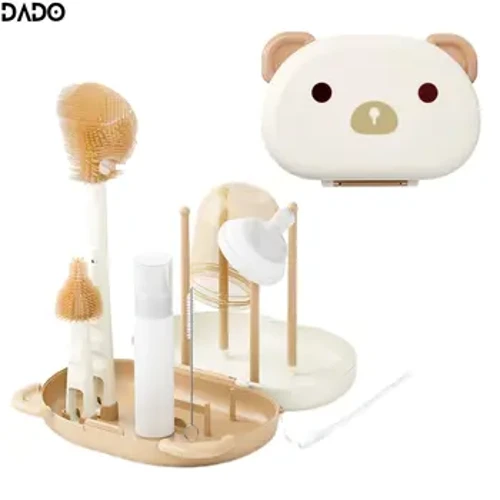 Hoʻonohonoho ʻia ʻo Baby Bottle Cleaner Brush Set i ka nui o ka huakaʻi hoʻomaloʻo ʻo Silicone Cleaning Nipple Straw Cleaner Kit Soap Dispenser Organizer Case