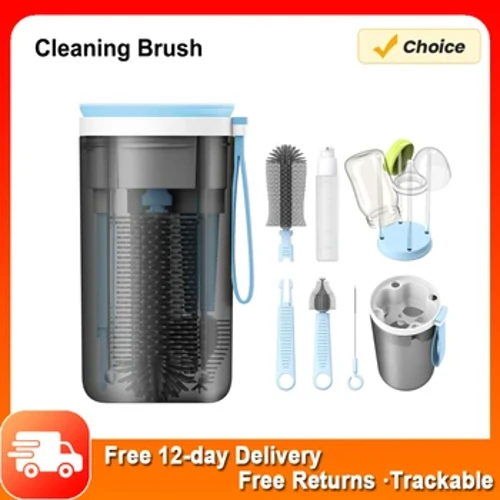 Kit de brosse pour biberons Portable, ensemble de nettoyage de biberons de voyage, nettoyeur de biberons d'allaitement avec support de séchage magnétique/distributeur de savon