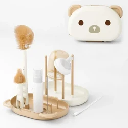 Baby Bottle Cleaner Brush Set Travel Size Drying Racks Silicone Cleaning Nipple Straw Cleaner Kit Soap Dispenser Organizer Case