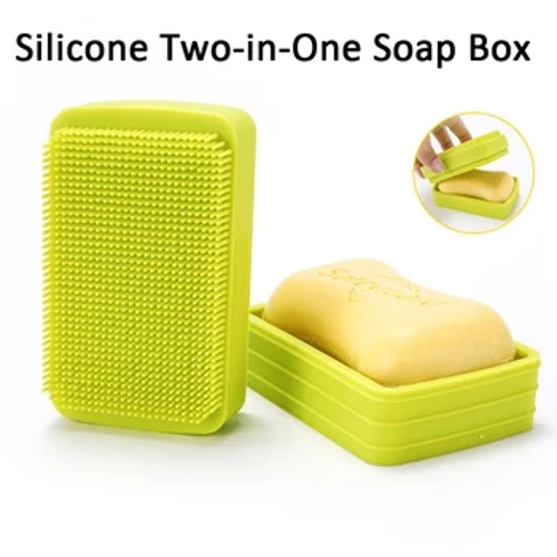 Táirgí Cithfholcadh Babaí Brushes Folctha Bosca Gallúnach Silicone Le Scuab Folctha Cruthaitheach Uirlis Folctha Silicone Ilfheidhmeach Dhá thaobh
