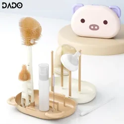 Set Sikat Pembersih Botol Bayi Ukuran Perjalanan Rak Pengeringan Silicone Cleaning Nipple Straw Cleaner Kit Dispenser Sabun Organizer Case
