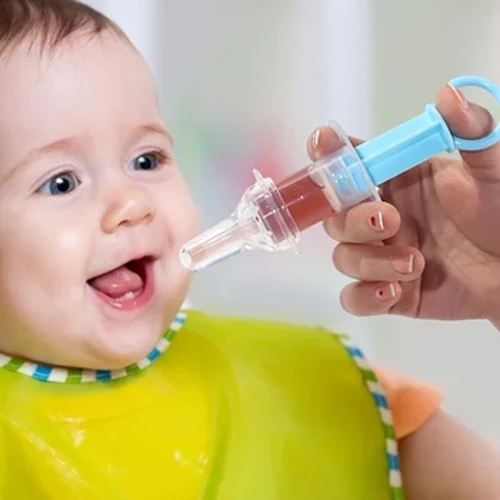 Fothaire Babaí Pacifier, Dáileoir Leachtacha Leachtacha Leanbh, Fothaire Uisce Friothálach Snáthaid Silicone Frith-tachta, Le Corn 20ml a Thomhas