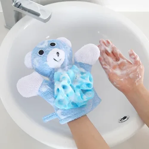Babybadehansker Babydusjtilbehør Tegneserie Søt badehåndkle Bomullsdusjhansker for barn Myke badehansker Body Clean