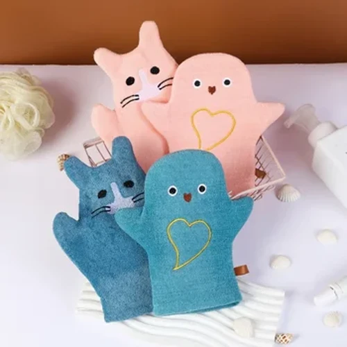 Guanti da bagno a doppio strato per bambini in cartone animato Panno per doccia a forma carina per fare il bagno ai bambini Lavare la doccia pulita Massaggio Detergente per la pelle