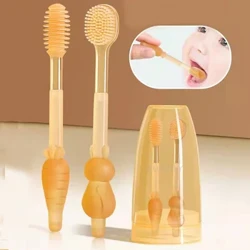 Bé Bàn Chải Đánh Răng Lông Mềm Silicone Bàn Chải Lưỡi Trẻ Sơ Sinh Cho Bé Chăm Sóc Răng Miệng Bàn Chải Đánh Răng Huấn Luyện Răng Bàn Chải Có Nắp BPA Free