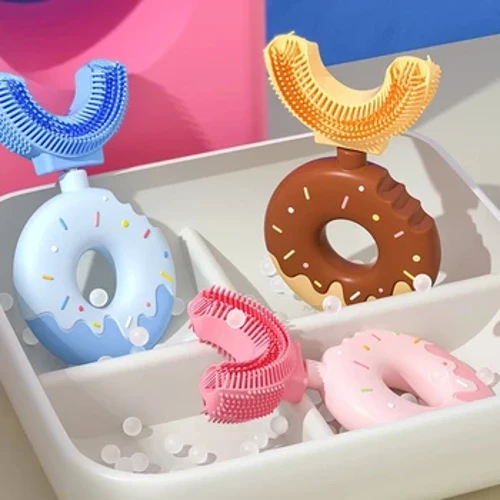 Pahu niho U-Shaped hou me ka uhi lepo Silikoni Palaki niho pepe hou no na niho keiki no ka malama waha hoomaemae pulumu keiki oluolu.