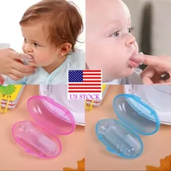 2019 Bebek Aksesuarları Yenidoğan Yürümeye Başlayan Bebek Uygun Dayanıklı Taşınabilir Diş Fırçası Kılıfı Ile 1 ADET Set Parmak Tren Diş Fırçası