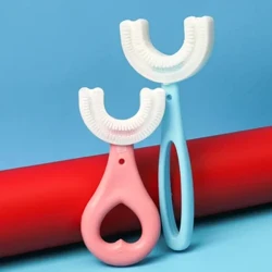 Brosse spéciale en Silicone pour enfants de 2 à 12 ans, brosse à dents en forme de U pour bébé avec poignée, brosse de nettoyage buccal en Silicone