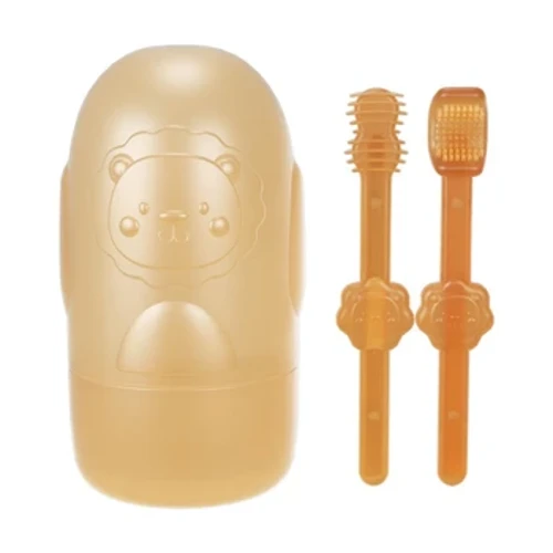 Crianças primeiro conjunto de escova de dentes infantil-para-criança com capa de poeira escova de dentes massageadora do bebê escova de língua macia presente