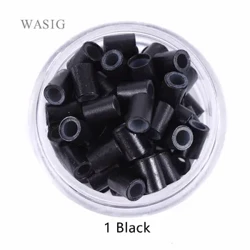 500pcs 4.5mm gezeechent Silikon Kupfer Tubes Microlinks Loop Rings Hoer Beads fir Mënsch Hoer Extensions Braids Tools