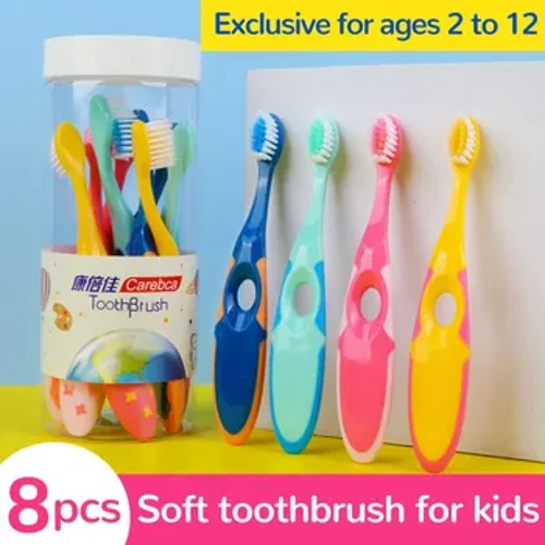 Soft Bristle Toothbrush ng mga Bata, Bucket Pack ng 8 Pieces, 2-12 Year Old Baby Toothbrush, Change Period Toothbrush para sa Mga Bata