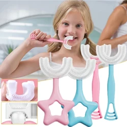 Brosse à dents en forme de U pour enfants, nettoyage buccal à 360 degrés, brosse à dents douce, millions de poils nano, anneau de dentition en Silicone pour bébé, TSF