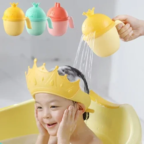 Jaunas bērnu vannas cepures Toddle šampūns krūze Crown Bērnu peldēšanās Bailer Baby dušas karotes Bērnu mazgāšanas matu krūze Bērnu vannas rīks