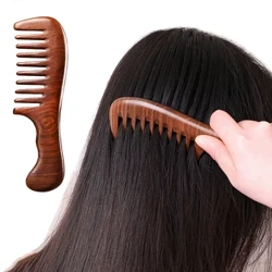 Natierlech Sandelholz Hoerkämme Antistatesch Holzkamm Massager Laang Breet Zänn Sandelholz Kamm Hoerfleeg Haushaltsgeschenk