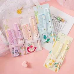 2Pcs Cartwn Anifail Babanod Crib Gwallt Merch Crib Gwallt Merched Tip Dannedd Gain Cynffon Set Plastig Di-statig Cribau Gofal Gwallt