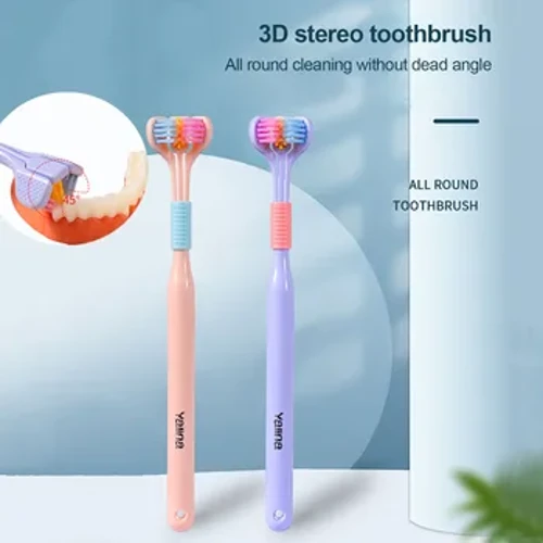 360 grādu trīspusēja zobu birste Mīksto matu zobu birste Pieaugušo bērnu zobu birste Mutes kopšanas drošības zobu birste Mutes dobuma tīrīšanas līdzeklis