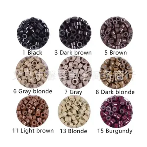 200pcs 5.0*3.0*3.0mm Micreafháinne Alúmanam Naisc le líneáil silicone Feadán coirníní le haghaidh uirlisí Síneadh Gruaige Daonna fáinne Cleite Miro