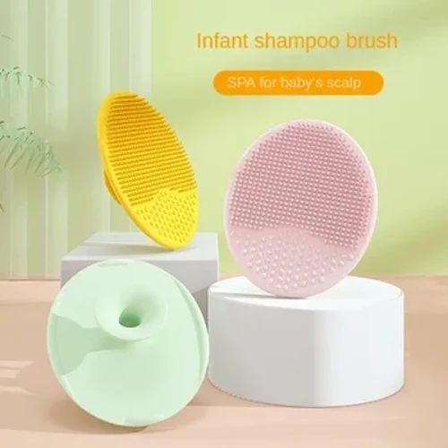 Bebek Banyo Fırçası Sevimli Bebek Fetal Kafa Yağ Temizleme Silikon Fırça Yenidoğan Yumuşak Saç Tarak Kafa Masajı Bebek Bakımı Aksesuarla