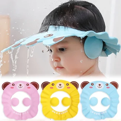 Baby Eye Protection Bath Shower Cap Cartoon Pattern Waterproof Ear Protection Shampooer Adjustable Baby Hair Wash Hat Head Cover