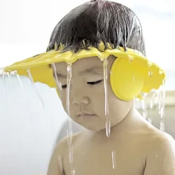 Touca macia para chuveiro de bebê, chapéu ajustável para lavagem de cabelo para crianças, proteção segura para crianças, shampoo, banho, chuveiro, proteção para a cabeça