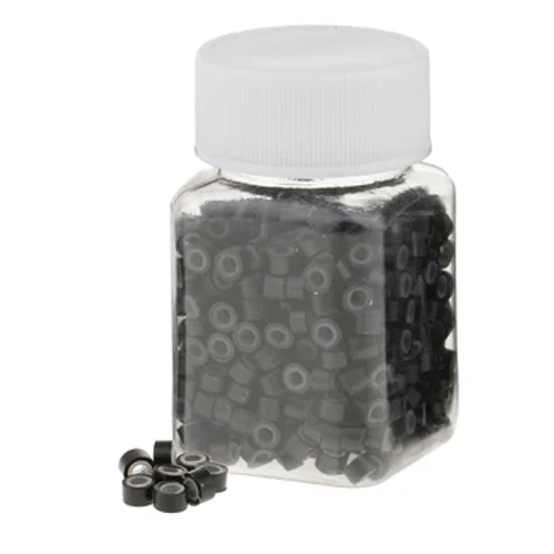 500 Uds extensión de cabello microanillos forrados de silicona cuentas enlaces tubos negro marrón extensiones de cabello anillo de Color