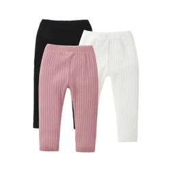 Infant Baby Girls Boys Leggings with Vertical Pattern, Elastic Waist Adjustable Solid Color Simple Spring Clothing 0-18M