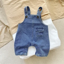 Xuân Thu Bé Sơ Sinh Bé Trai Suspender Quần Đơn Giản Chắc Chắn Có Thể Điều Chỉnh Denim Hàn Quốc Dễ Thương Thời Trang Mềm Mại Thường Ngày