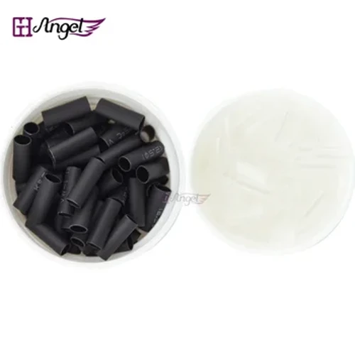 Cyfanwerthu 500pcs 3.5mm gwres shrinkable cysylltiadau Micro cylchoedd Shrinkable tiwbiau ar gyfer plu dynol estyniad gwallt offer ategolion