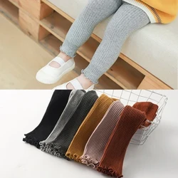Pulu pēpē 2023 Knitted Candy Waihoʻoluʻu Nā lole ʻaʻahu kamaliʻi kaikamahine liʻiliʻi Leggings i kāʻei ʻia i nā pālule maʻamau.
