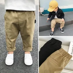 0-7Years Spring Autumn Kids Pantalon Pambata Baby Boy Cotton Washed Casual Trousers Elastic Waist Straight/Harlan Maramihang Estilo