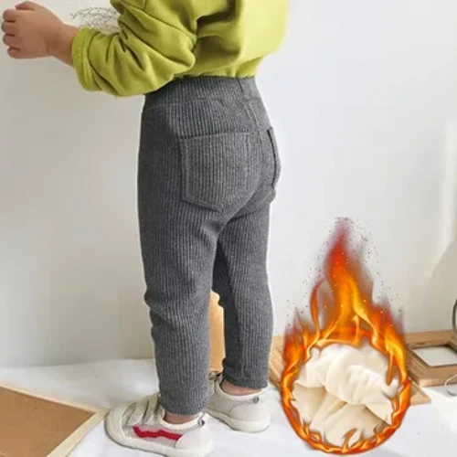 Manis Legging Anak Perempuan Solid Beludru Celana Musim Gugur Musim Dingin Anak-anak Katun Stretch Celana Hangat Bayi Perempuan Pinggang Elastis Celana Ramping