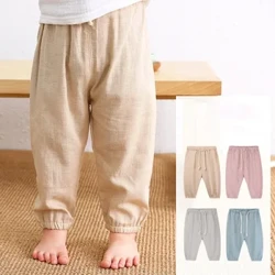 Bríste Cadáis Agus Línéadaigh Leanaí Earrach Agus Samhradh Buachaillí agus Cailíní Tanaí Línéadaigh Pant Buachaillí Babaí Pants Corr Harem gearr