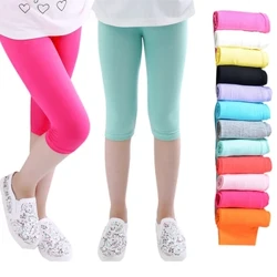 3-10years Cô Gái Dài Đến Đầu Gối Kid Thứ Năm Quần Màu Kẹo Trẻ Em Cắt Quần Áo Xuân-Hè Tất Cả Các trận đấu Đáy Xà Cạp