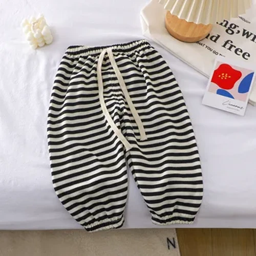Novedad de verano, pantalones coreanos antimosquitos para niños y niñas, pantalones deportivos informales a rayas exteriores hasta el tobillo