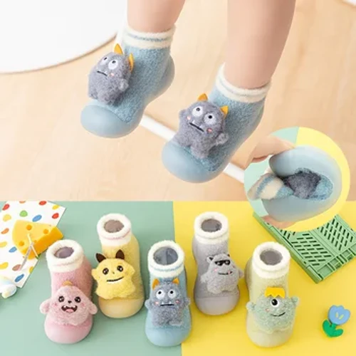 Bebê outono e inverno acolchoado sapatos da criança meias das crianças do bebê sapatos de fundo macio confortável respirável bonecas dos desenhos animados