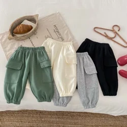 Bechgyn Babanod 0-3 Oed Pants Arddull Corea Bachgen Cwl Oferôls Babanod Plaen Gwanwyn a Hydref Plant Gwaelod