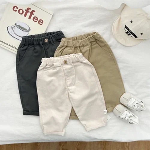 Printemps et automne nouveau-né bébé filles et garçons pantalons Simple voyage taille élastique coton solide mode coréenne doux décontracté
