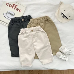 Printemps et automne nouveau-né bébé filles et garçons pantalons Simple voyage taille élastique coton solide mode coréenne doux décontracté