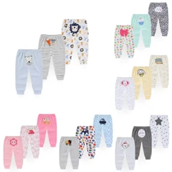 Kiddiezoom 3 Adet/grup Dört Mevsim Moda Karikatür Unisex % 100% Pamuk Erkek Bebek Kız Pantolon Yumuşak Bebek Pantolon