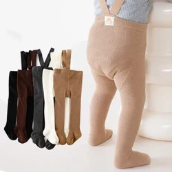 جوارب طويلة للأطفال من Spring Baby مصنوعة من القطن الممشط الناعم بلون سادة للأولاد والبنات من عمر 0 ​​إلى 3 سنوات