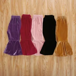 Pantalon ng mga Babae 2024 Spring Autumn Long High Waist Pantalon para sa mga Bata Sanggol Batang babae Solid Elastic Waistband Leggings Flare Pants Bata