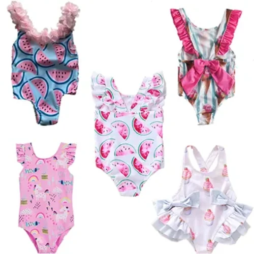 Maillots de bain pour bébés filles, ensemble de Bikini d'été, Protection solaire, mignon, Floral, pour tout-petits, apprendre les maillots de bain, une pièce, maillot de bain de plage