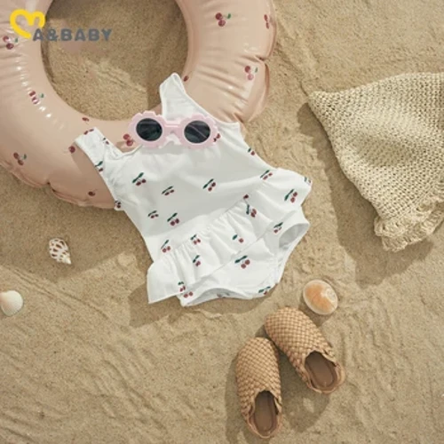 ma&baby 6M-3Y Kleinkind, Mädchen, Badeanzug, süßer Kirsch-Avocado-Zitronen-Print, Baby-Bademode für Mädchen, Sommer-Strandbekleidung, Badeanzug