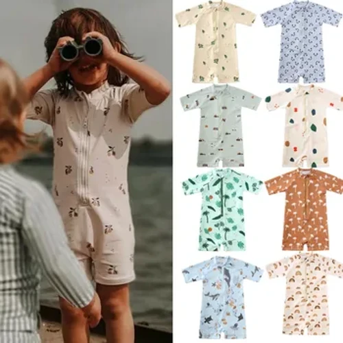 UV Baby Boy Baddräkt One Piece Simning Jumpsuit Volanger Baddräkt SPF 50 Långärmad Barn Badkläder för flickor 1-7 år